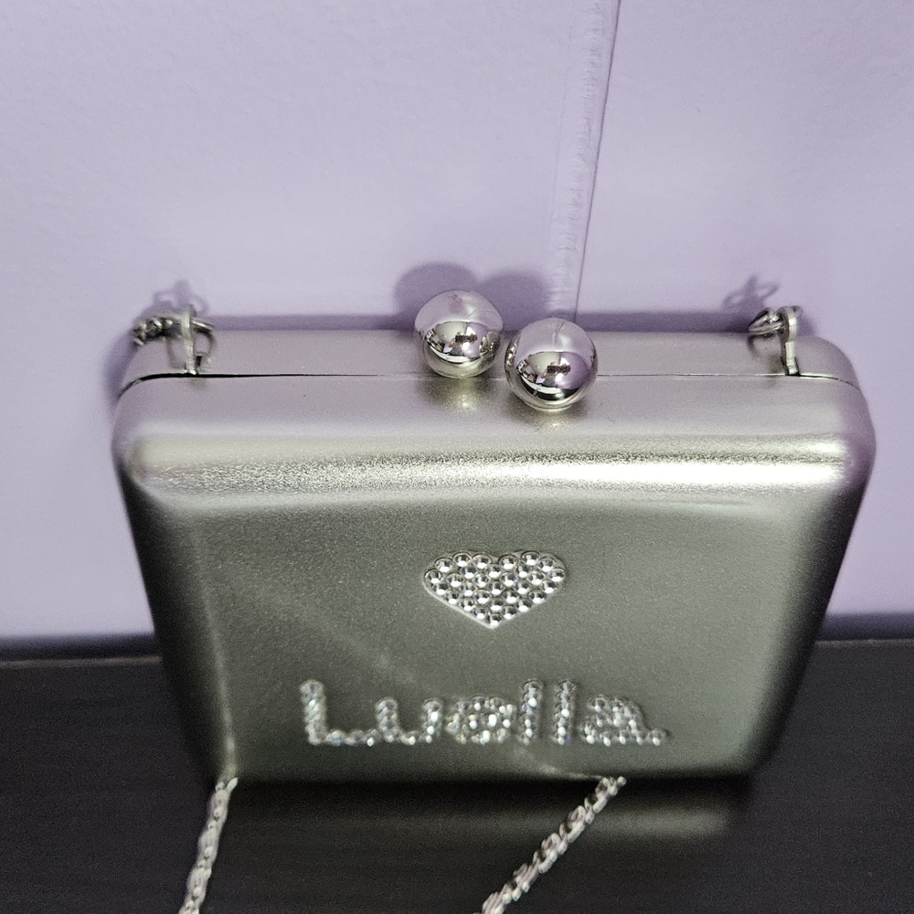 Silver Rhinestone Square Evening Bag - Picture 4 of 5